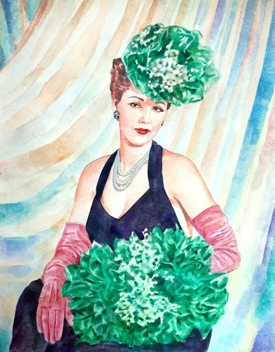 11,69 × 14,96" Maria Montez ~Queen of Technicolor ~ watercolor SIGNED and DATED