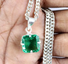 Vert Émeraude 8.50 CT / 12 MM Naturel Octogone Gemme Certifié Homme Pendentif