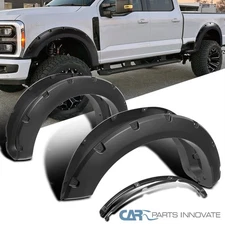 Fit 2023-2024 Ford F250 F350 Smooth Black Pocket Rivet Style Fender Flares 23-24