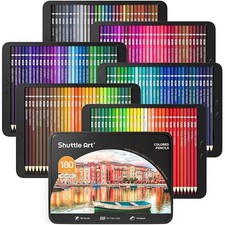 Shuttle Art 180 Adult Coloring Pencils - Soft Core, Rich Pigment, 4 Sharpeners