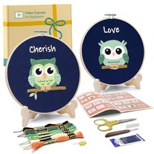 Embroidery Kit for Kids and Adults, Owls Embroidery Kit for Beginners, Easy N...