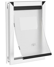 Aluminum Dog Door with Magnetic Flaps Two Sliding Lock Panels Extra Large/White