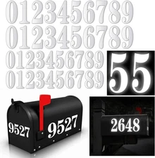 60 PCS White Mailbox Numbers, Vinyl 4 inch, 2 sets& 3 4 sets, 