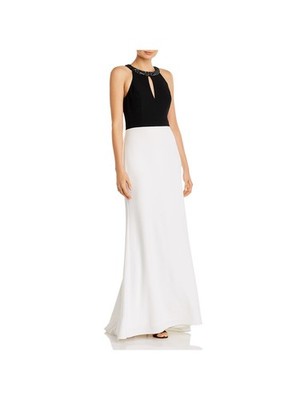 AIDAN MATTOX Womens  Sleeveless Keyhole Full-Length Evening Hi-Lo Dress