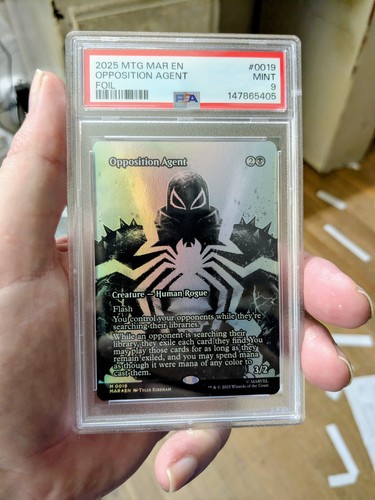 MTG MARVEL SPIDER-MAN FOIL Opposition Agent PSA GRADE 9