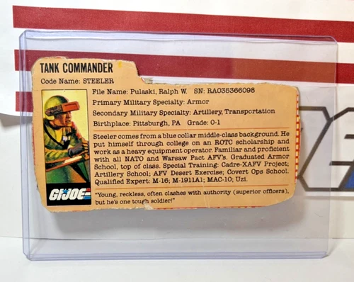 GI Joe STEELER 1982 1983 FILE CARD *In Top Loader!* Vintage ARAH v1 v1.5 Mobat