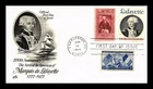 DR JIM STAMPS US COVER LAFAYETTE BICENTENNIAL FDC COMBO SCOTT 1716 ARTCRAFT