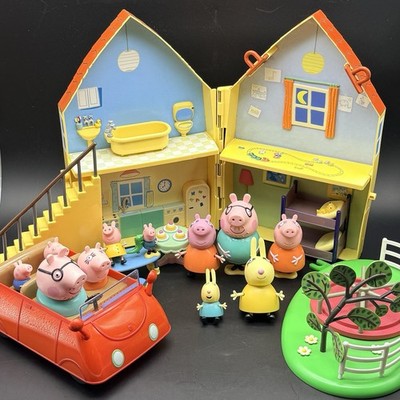 Peppa Pig Family Playset lot with House, Playground Merry-go-round Talking Car