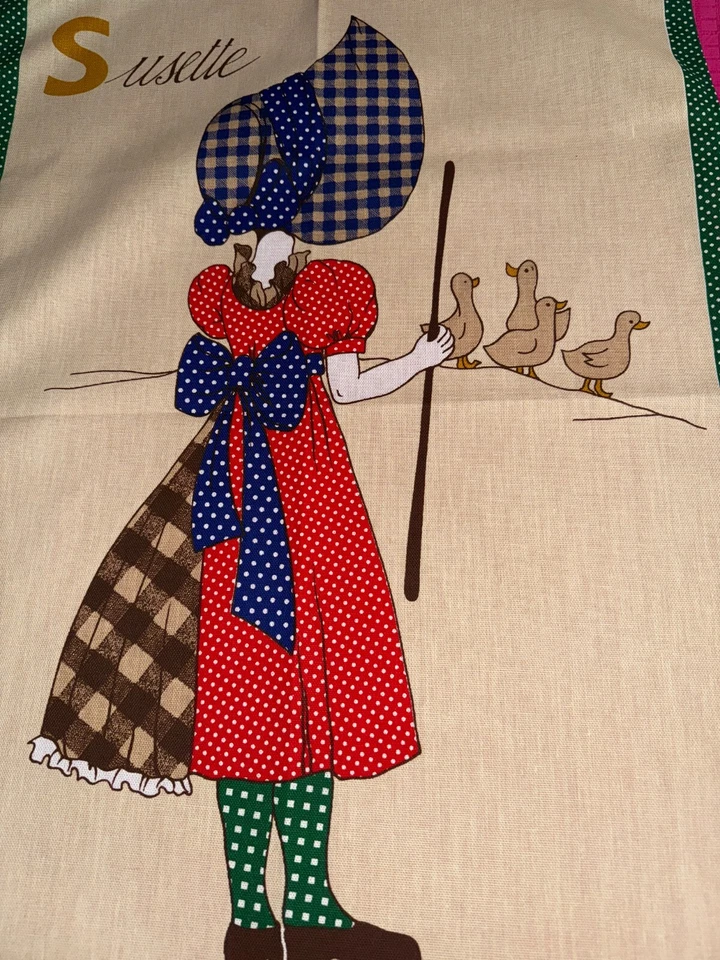 Torchon vintage prénom Susette pur coton 69 cm x 49 cm - Photo 3/4