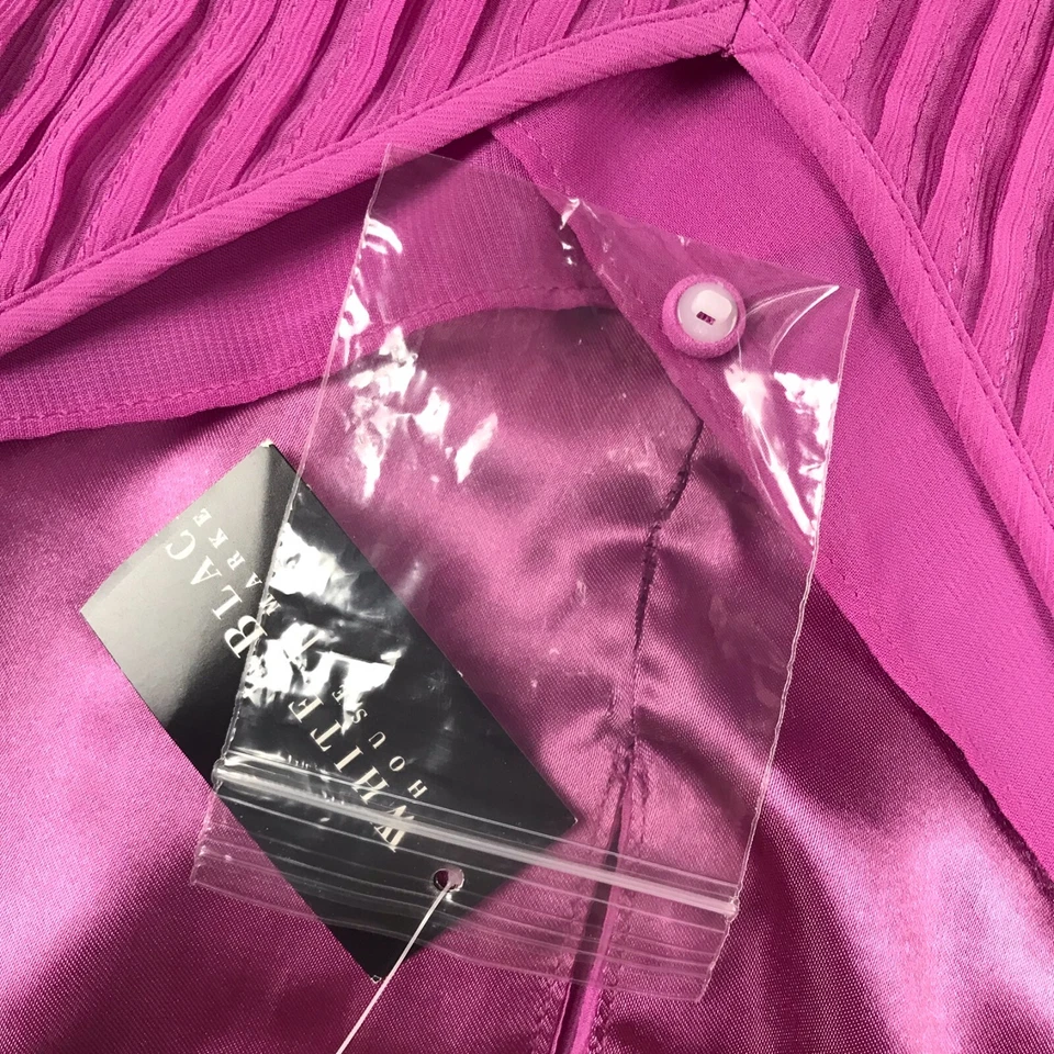 WHBM White House Black Market Dress Womens 10 Orchid Pintuck Chiffon V Neck NEW - Image 4 of 4