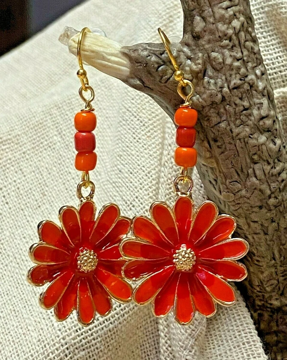 Flower Dangle Earrings, Flower Earrings, Spring Earrings