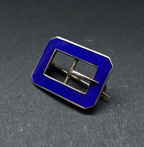 Old Silver Brooch as Belt Buckle Silver 900 with Blue Enamel Old - Picture 4 of 11