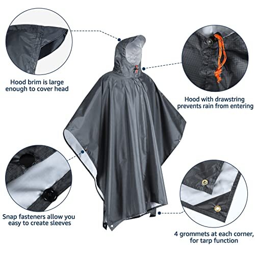 Poncho Antipioggia Trasparente Per Adulti, 2 Pezzi, In EVA Riutilizzabile, Con Tasche E Cappuccio, Taglia Unica - 4