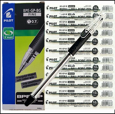 Pilot Begreen BPE GP Kugelschreiber 0,7 mm 10er-Pack schwarz BPE-GP-BG + 12 KOSTENLOSE MINEN