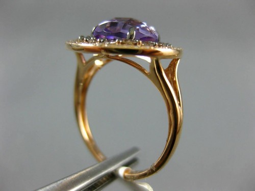 3.50CT WHITE CHOCOLATE FANCY DIAMOND & AAA AMETHYST 14K ROSE GOLD HALO LOVE RING - 第 9/12 張圖片