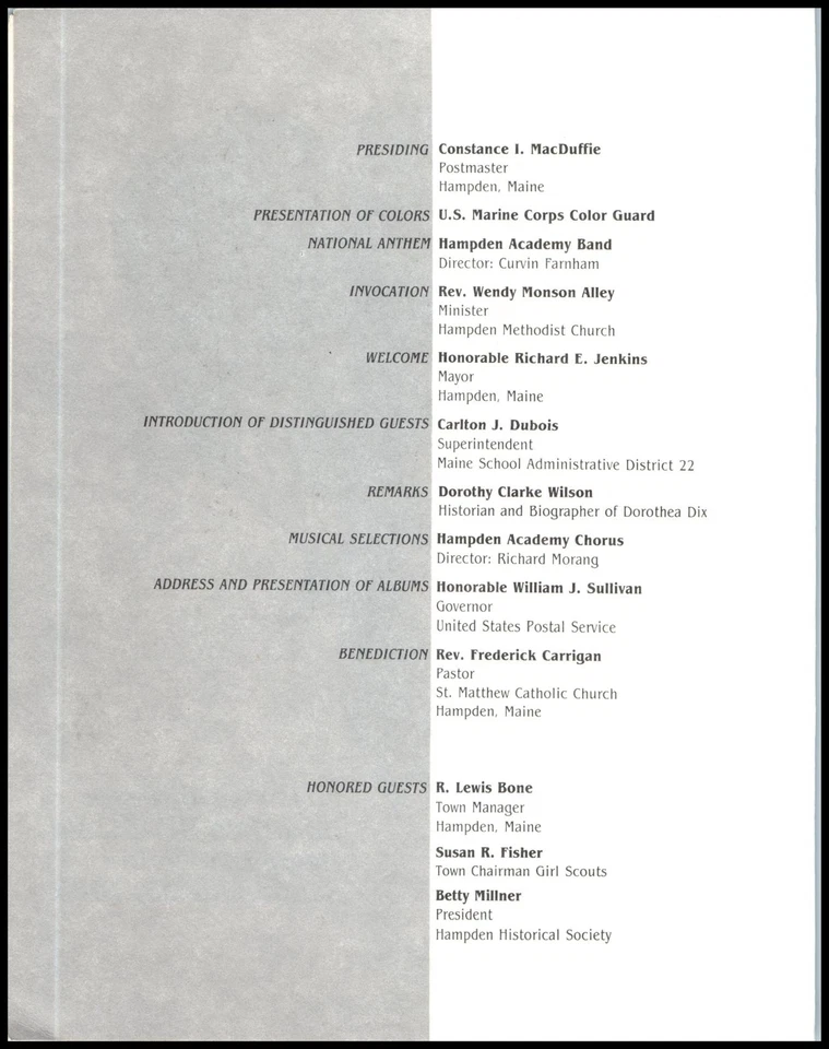 1983 Dorothea Dix 2c Great Americans Sc 1844 ceremony program Hampden Maine - Image 2 of 4