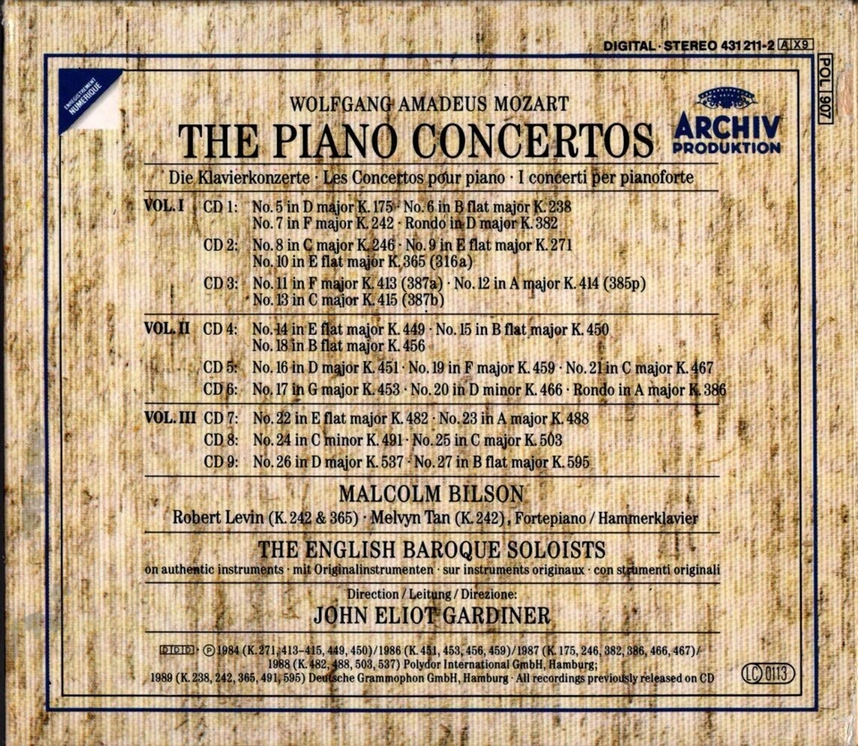 Mozart: Die Klavierkonzerte - komplett - 9 CD Box, dickes Beiheft - auf ARCHIV - Bild 2 von 2