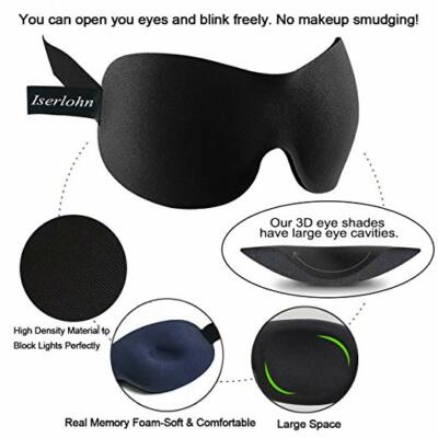 3D Eye Mask For Sleeping Super Soft Memory Foam Anti Noise Earplugs Travel Porch