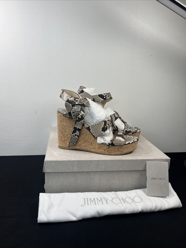 Jimmy Choo Aleili 100 Platform Wedge Heel Sandal Natural Snake Leather EU 39.1/2 - Picture 7 of 19