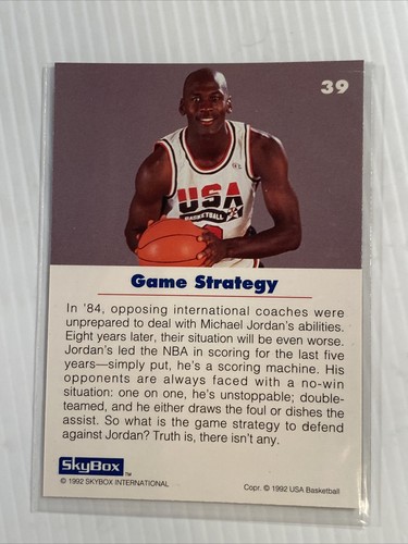 1992 SkyBox USA #39 Michael Jordan/Game Strategy - Picture 2 of 2
