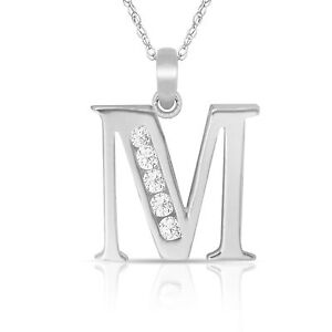 14K Solid White Gold Block Initial /"D/" Letter Charm Pendant /& Necklace
