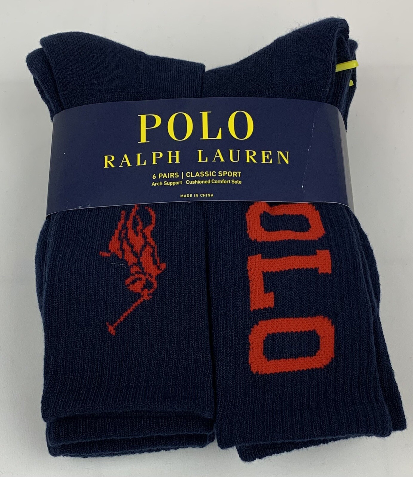 PONY Polo Ralph Lauren 6 paia di calze sopra il polpaccio con scritta polo taglia 10 13 NUOVE
