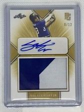 2021 LEAF PERFECT GAME YELLOW SAL STEWART JR LOGO RC PATCH AUTO # 8/12