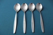 4 Large Teaspoons WMF Cromargan LAUREL Stainless Triangle Germany 6 1/8"