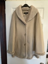 Jones Of New York Coat Ladies Coat Vgc Faux Suede & Fur Light Cream Size Xl