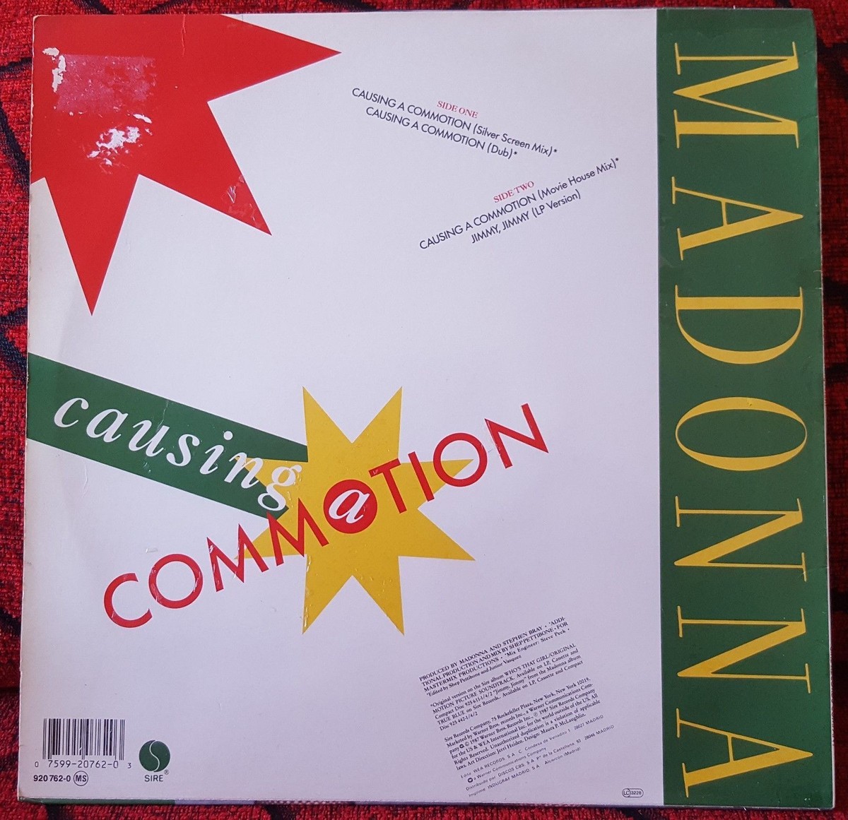 MADONNA *Causing A Commotion* RARE 1987 Spain 12