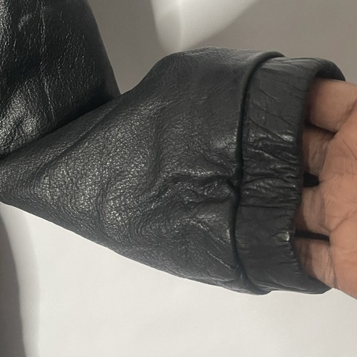 Chaqueta de cuero con cremallera completa Wilsons para hombre acolchada con capucha grunge emo talla L punkrock - Imagen 8 de 17