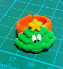 Vtg Plastic Christmas Tree Ring  c C-P INC Holiday Adjustable SZ 4 Orange