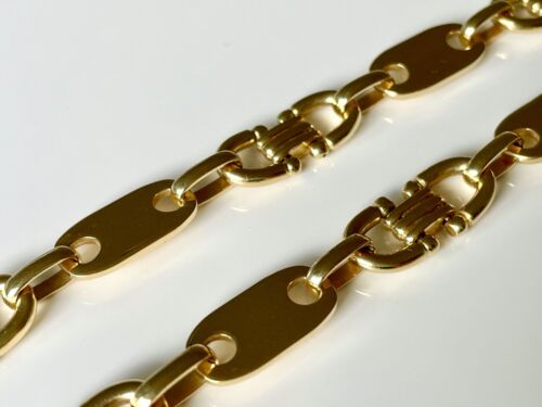 STEIGBÜGEL PLÄTTCHEN KETTE 585 /14 KARAT GOLD 66cm Plattenkette - Bild 3 von 10
