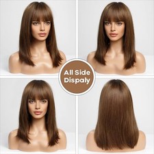 Wig with Bangs 100 Human Hair Wigs for Women Short Bob Wig Daily Use