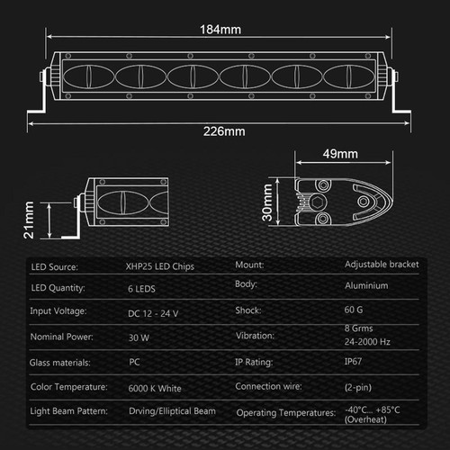 2X 7" LED Work Light Bar Slim Spot Flood Pods Fog Offroad Truck SUV ATV Driving - Foto 11 di 13