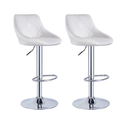 2 x Bar Stools Mid Back Armless Oval Seat Gas Lift Swivel Cafe Breakfast Stool - Picture 37 of 46