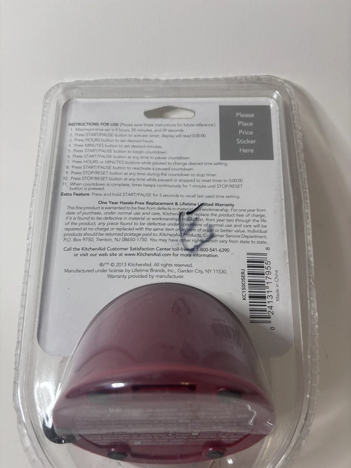 Hard-To-Find KitchenAid Digital Timer - KC150OSERJ RED With Chrome Trim-SEALED! - Image 2 of 4