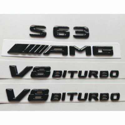 Gloss Black 3D Letters S63 AMG V8 BITURBO Emblems for  W221 W222