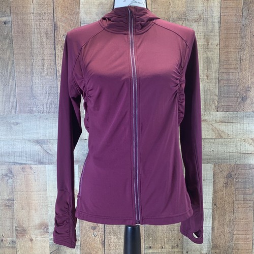 Athleta Maroon Plum Ruched Hooded Full 