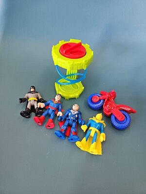 Fisher Price Imaginext DC Friends Lot Batman Dr. Fate Superman Spiderman Bike +