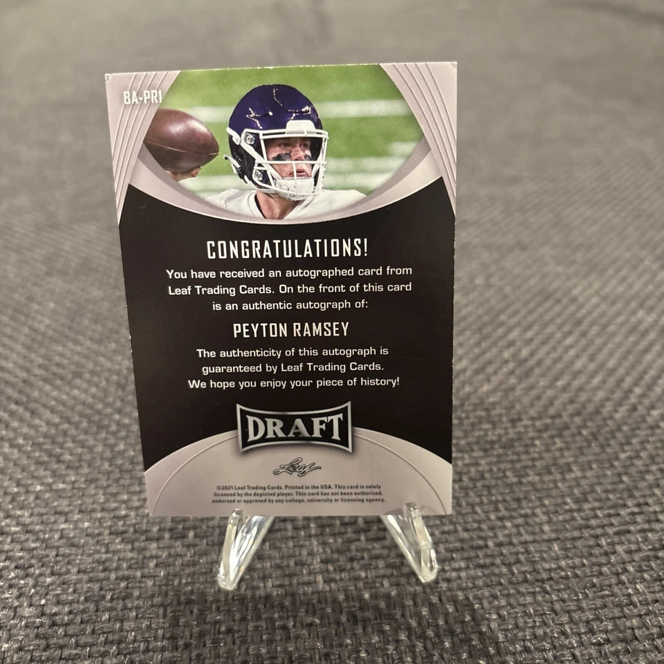 2021 Leaf Draft - Autographs #BA-PR1 Peyton Ramsey (AU, RC) - Image 2 of 2