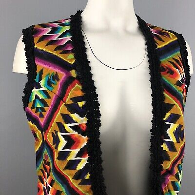 【KOOLOSET】Ethnic Knit Vest VTG Mode O'Day Navajo Aztec Ethnic Print Knit Vest M Crochet