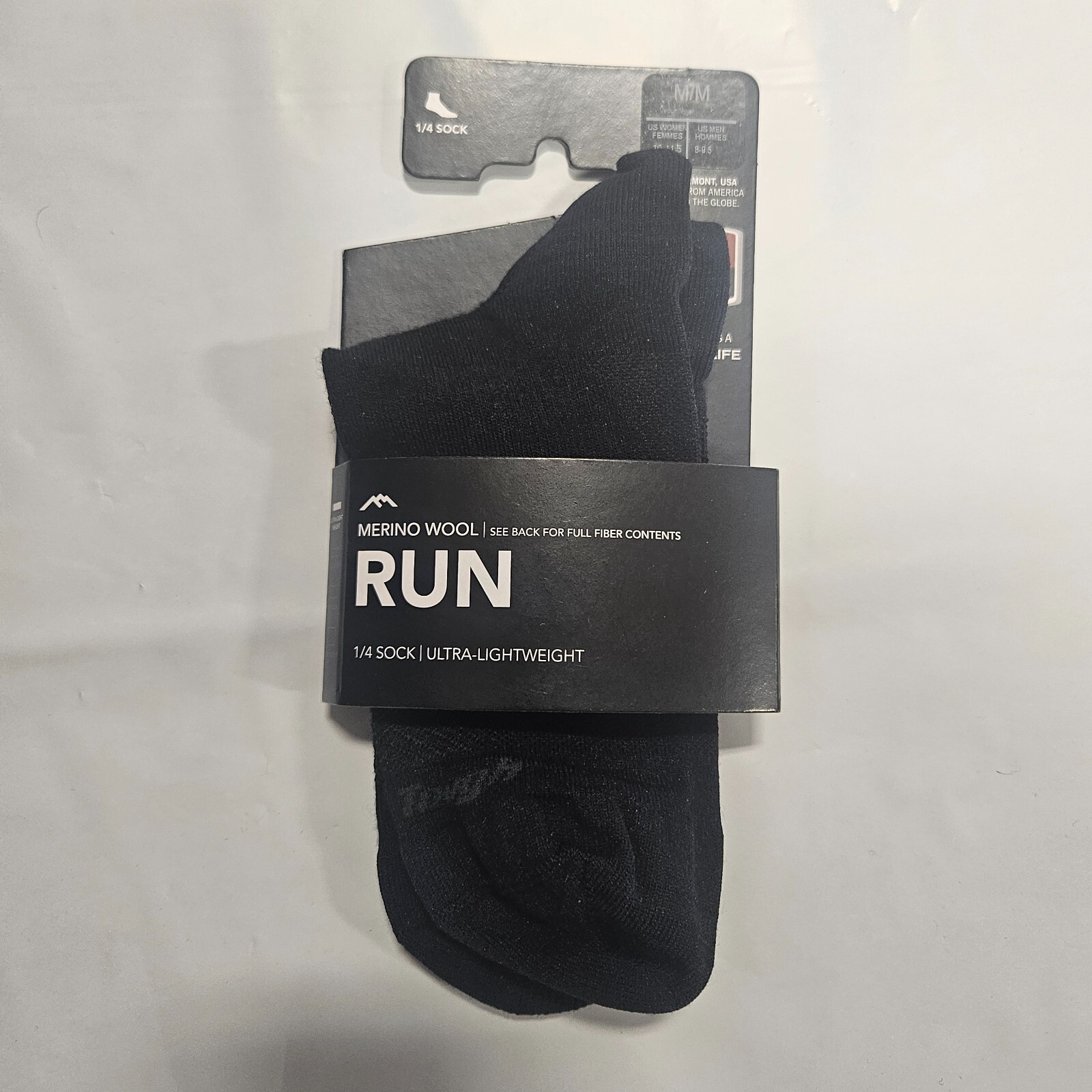 Сверхлегкие носки Darn Tough Socks Run 1/4, Черные, Средний вес