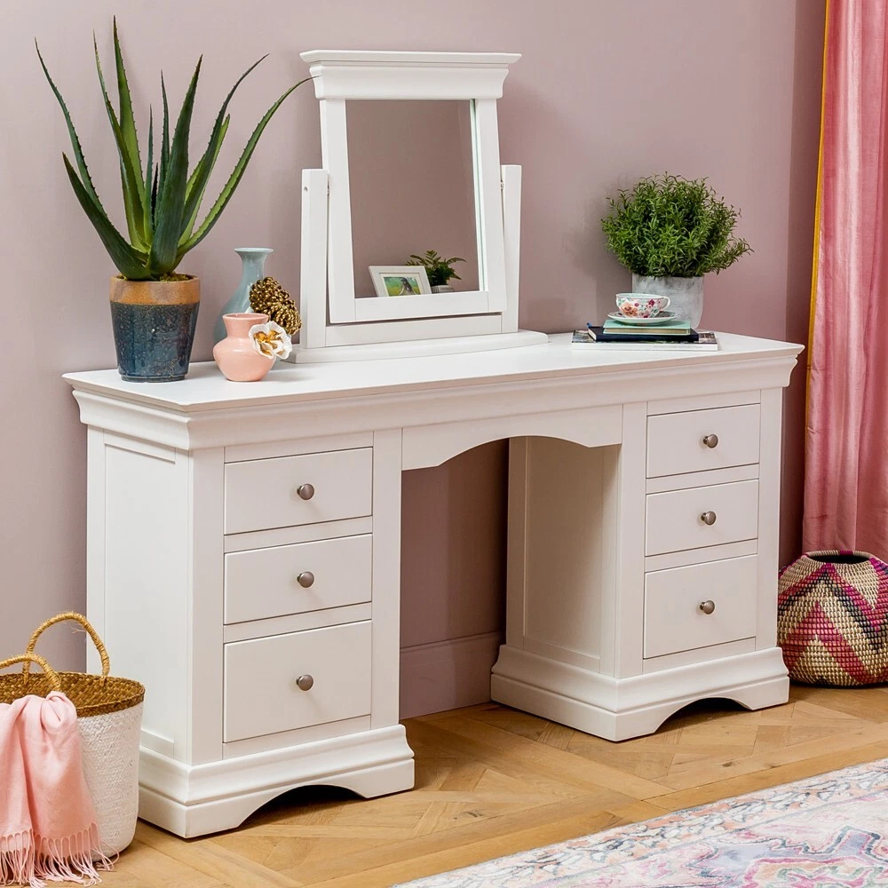 Wilmslow White Double Pedestal Dressing Table Set with Mirror WLM15 WLM19