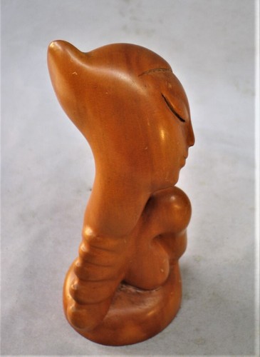 Vintage Hand Carved Wood Statue Woman Modern Art - Picture 9 of 11