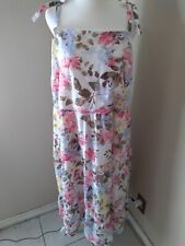 Lane Bryant Dress Multicolored Pastel Floral Sz 14 Tie Straps Tiered Easter...
