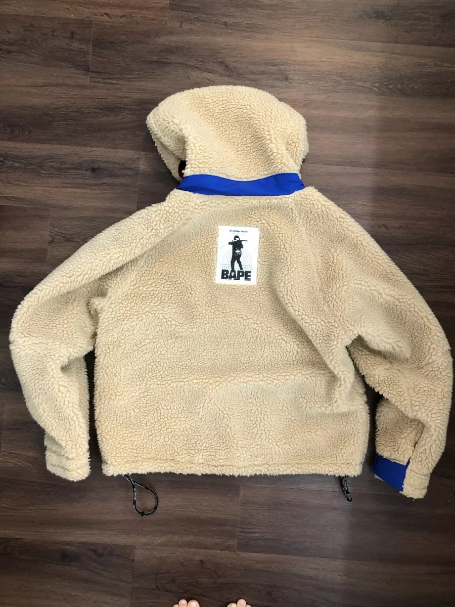 A Bathing Ape BAPE Boa Snowboard Jacket, Beige Fleece FW19 Size L Large