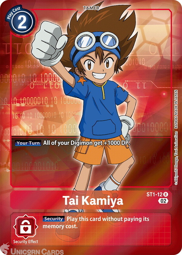 ST1-12 Tai Kamiya Rare Alternative Art Bonus Tamer Mint Digimon Card