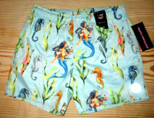 MENS PSYCHO TUNA MERMAID DRAWSTRING 4WAY STRETCH SWIM BOARD SHORTS SIZE S