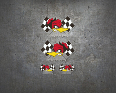 Mrs. Horsepower Flags 4er Set Aufkleber - Aircooled Hot Rod Roll V8 Autocollant